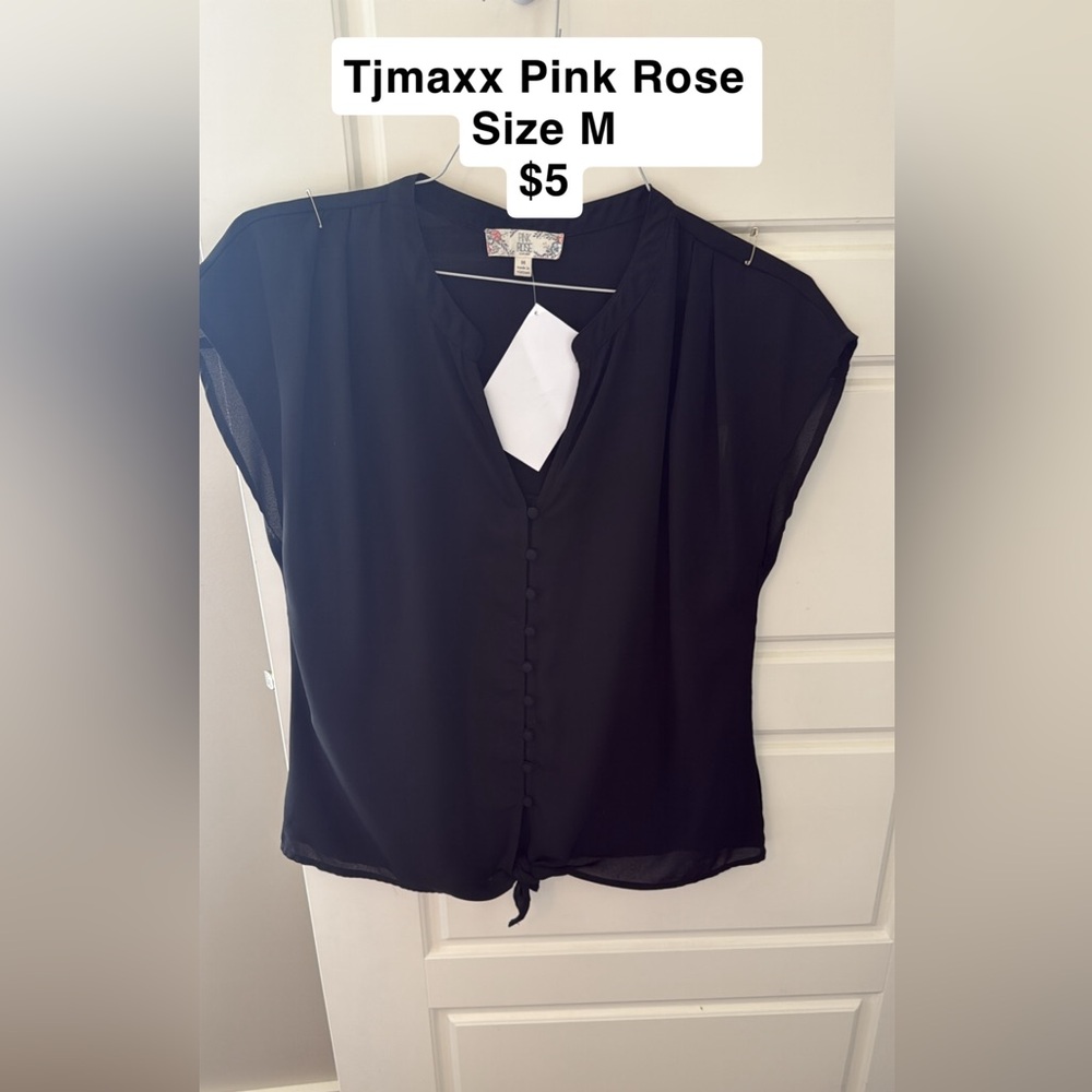 Pink Rose Elegant Black Top